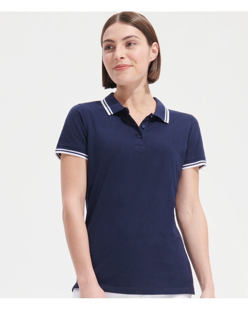 SOL'S Ladies Pasadena Tipped Cotton Piqué Polo Shirt Thumbnail