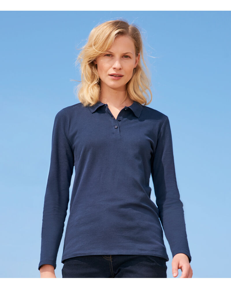 SOL'S Ladies Perfect Long Sleeve Piqué Polo Shirt Thumbnail